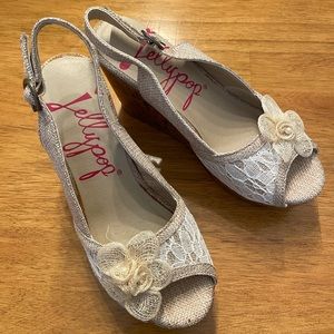 Jellypop Lillian Natural Lace Wedges